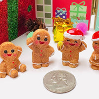 Gingerbread Man Women 3D Christmas Holiday Figure Cabochons Decoden Charm 4 pcs