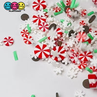 Christmas Mint Peppermint Snow Flake Chocolate  Fake Clay Sprinkles Decoden Fimo Jimmies