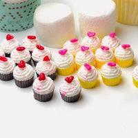 Cupcake with Heart Topping Mini Charms Fake Dessert Cupcakes Cabochons Valentine's Day Decoden 2 Colors 10 pcs