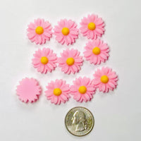Daisy Delight Pink Fake Floral Flower Spring Summer Floral Flatback Cabochons Decoden Charm 10 pcs