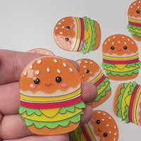 Kawaii Hamburger Planar Glitter Fake Food Flatback Cabochons Decoden Charm 10 pcs