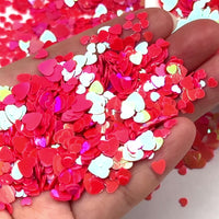 Dark Fuchsia Pink heart Glitter Valentine's Day Plastic Decoden Funfetti