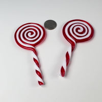 Giant Lollipop Peppermint Swirl Charm Festive Red White Twisted Stick Christmas Ornament Holiday Cabochons Decoden Charm 3 pcs