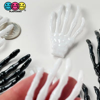 Skeleton Hands Black & White Boney Plastic Party Favors Charm Halloween Cabochons 10 pcs