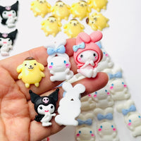 Japanese TV Character Cartoon Anime Kawaii White Yellow Dog Pink Rabbit Black Cat Flatback Cabochons Decoden Charm 10 pcs