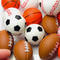 Small Stress Relief 3D  Ball Squish Foam Light Weight Sports Basketball Soccer Baseball Football Charm 4 pcs