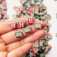 10mm Movie Night Tickets Popcorns Theme Fake Clay Sprinkles Decoden Fimo Jimmies