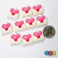 pink heart envelope charm