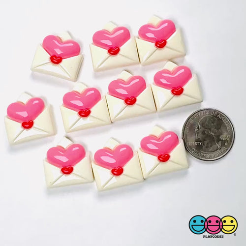 pink heart envelope charm