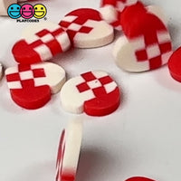 Hearts Red White Checker Plaid Fimo Slices Fake Sprinkles Valentine Decoden Funfetti 5/10 mm