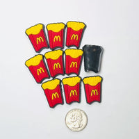 Fast Food French Fries Shoe Charms WITHOUT Buckle Botton Bendable Flatback Cabochons Slime Supply Fake Backe Decoden 10 pcs