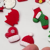 Christmas Holiday Santa Gift Tree Snowflake Wreath Snowman Reindeer Mitten Sock Flatback Cabochons Decoden Charm 10/12 pcs