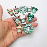 Coffee Frozen Drink Cups Fake Food Shoe Charms WITHOUT Buckle Botton Bendable Flatback Cabochons Slime Supply Fake Decoden 10pcs