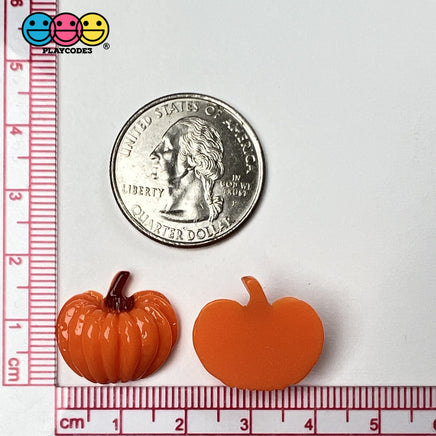 Pumpkin Mini Flatback Charms With Stems Charm Halloween Cabochons 10 Pcs