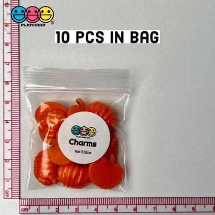 Pumpkin Mini Flatback Charms With Stems Charm Halloween Cabochons 10 Pcs