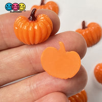 Pumpkin Mini Flatback Charms With Stems Charm Halloween Cabochons 10 Pcs