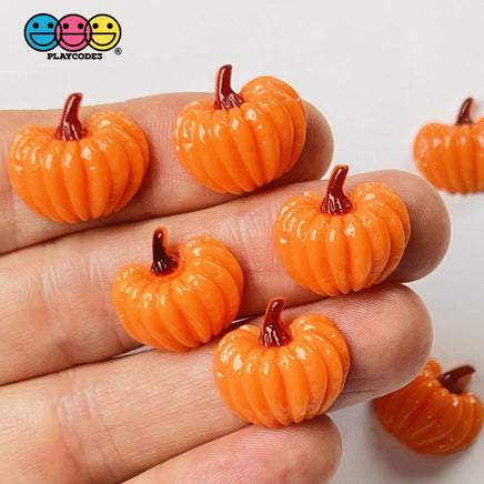 Pumpkin Mini Flatback Charms With Stems Charm Halloween Cabochons 10 Pcs