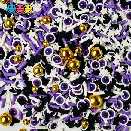 Purple Eyeball Black Bat Gold Beads Halloween Holiday Fake Clay Sprinkles Decoden Fimo Jimmies