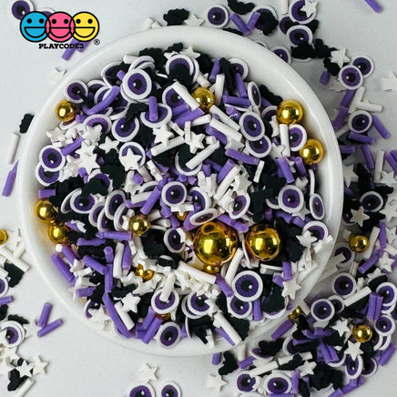 Purple Eyeball Black Bat Gold Beads Halloween Holiday Fake Clay Sprinkles Decoden Fimo Jimmies