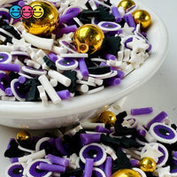 Purple Eyeball Black Bat Gold Beads Halloween Holiday Fake Clay Sprinkles Decoden Fimo Jimmies