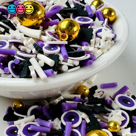 Purple Eyeball Black Bat Gold Beads Halloween Holiday Fake Clay Sprinkles Decoden Fimo Jimmies