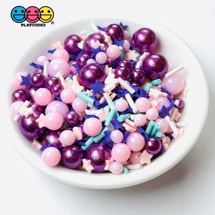 5Mm Purple Pink Blue Star Acrylic Beads 10/8/6/4Mm Fake Clay Sprinkles Decoden Fimo Jimmies