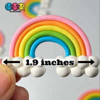 Rainbow And Clouds Bendable Polymer Clay Charm Decoden Pink 10 Pcs