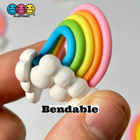 Rainbow And Clouds Bendable Polymer Clay Charm Decoden Pink 10 Pcs
