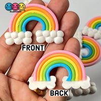 Rainbow And Clouds Bendable Polymer Clay Charm Decoden Pink 10 Pcs