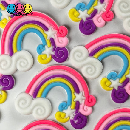 Rainbow Cloud And Stars Flatback Silicon Bendable Charms 10 Pcs Playcode3 Llc Charm