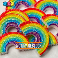 Rainbow Glitter Charm Flatback Charms Rainbows Decoden Cabochons 10 Pcs