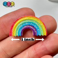 Rainbow Glitter Charm Flatback Charms Rainbows Decoden Cabochons 10 Pcs