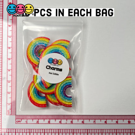 Rainbow Glitter Charm Flatback Charms Rainbows Decoden Cabochons 10 Pcs