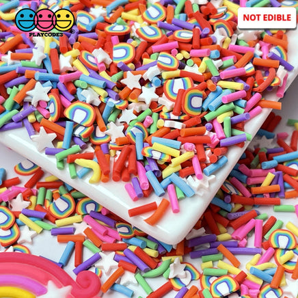 Rainbow And Stars Fimo Fake Sprinkles Mix Rainbows Star Decoden Funfetti 20 Grams Sprinkle