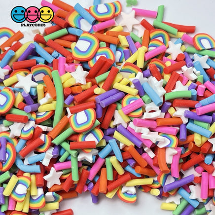 Rainbow And Stars Fimo Fake Sprinkles Mix Rainbows Star Decoden Funfetti Sprinkle