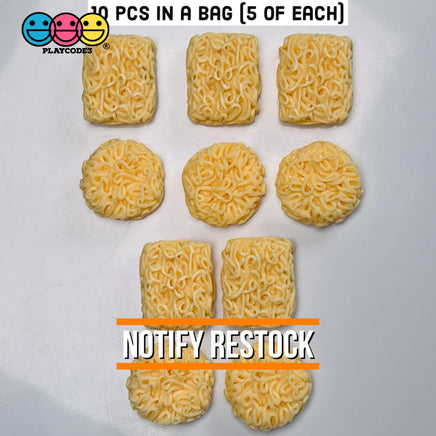 Ramen Instant Noddle Miniatures Mixed Charm Round And Square Flatback Charms 10 Pcs