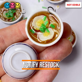 Ramen Noddle Egg Soup Bowl Mini With Loop Ring For Keychain Jewelry Realistic Cabochons 5 Pcs Charm