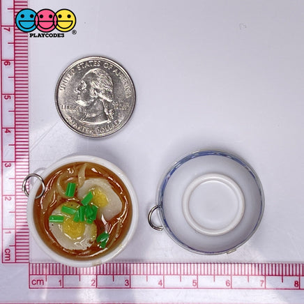 Ramen Noddle Egg Soup Bowl Mini With Loop Ring For Keychain Jewelry Realistic Cabochons 5 Pcs Charm