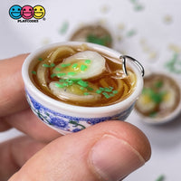 Ramen Noddle Egg Soup Bowl Mini With Loop Ring For Keychain Jewelry Realistic Cabochons 5 Pcs Charm