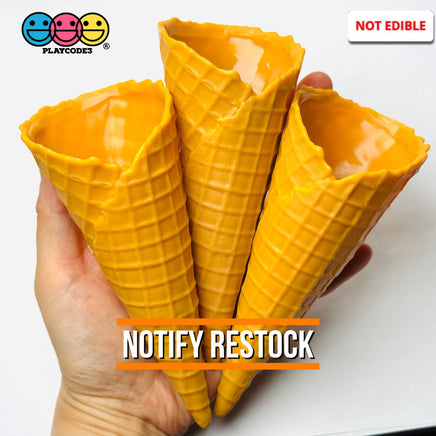 Fake Real Size Ice Cream Waffle Cone Plastic Food Desserts Prop 3 pcs PLAYCODE3 Fake Food