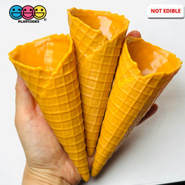 Fake Real Size Ice Cream Waffle Cone Plastic Food Desserts Prop 3 pcs PLAYCODE3 Fake Food
