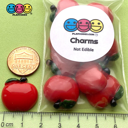 Red Apple Charms Fake Food 3D Cabochons 10Pcs Charm