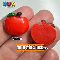 Red Apple Charms With Stem Shinny Flatback Cabochons Decoden 10Pcs Charm