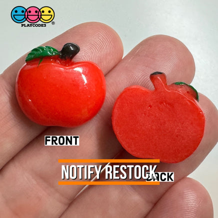 Red Apple Charms With Stem Shinny Flatback Cabochons Decoden 10Pcs Charm