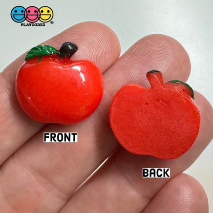 Red Apple Charms With Stem Shinny Flatback Cabochons Decoden 10Pcs Charm
