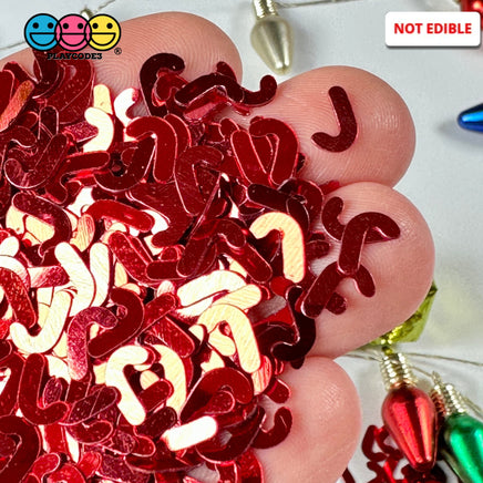 Red Candy Canes Christmas Holiday Glitter Confetti Iridescent 8Mm Playcode3 Llc