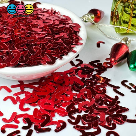 Red Candy Canes Christmas Holiday Glitter Confetti Iridescent 8Mm Playcode3 Llc