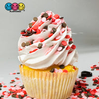 Red Chocolate Pink Flower Confetti Fake Clay Sprinkles Discs Valentines Day Decoden Jimmies Funfetti