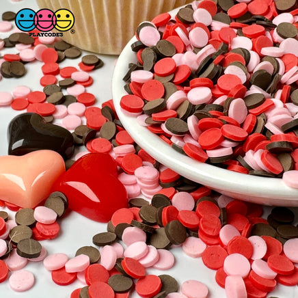 Red Chocolate Pink Flower Confetti Fake Clay Sprinkles Discs Valentines Day Decoden Jimmies Funfetti