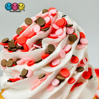 Red Chocolate Pink Flower Confetti Fake Clay Sprinkles Discs Valentines Day Decoden Jimmies Funfetti